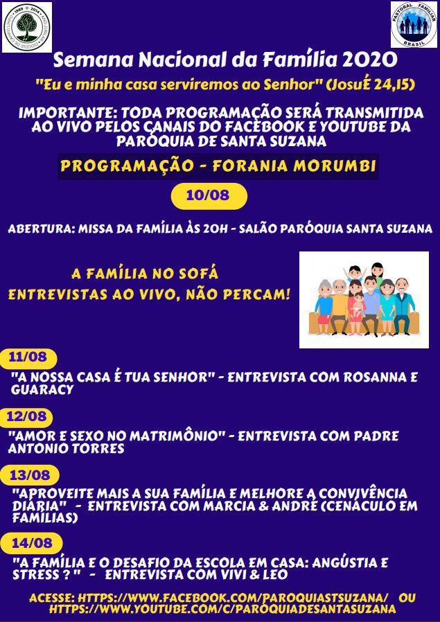 Programação – Semana da Família da Forania Morumbi