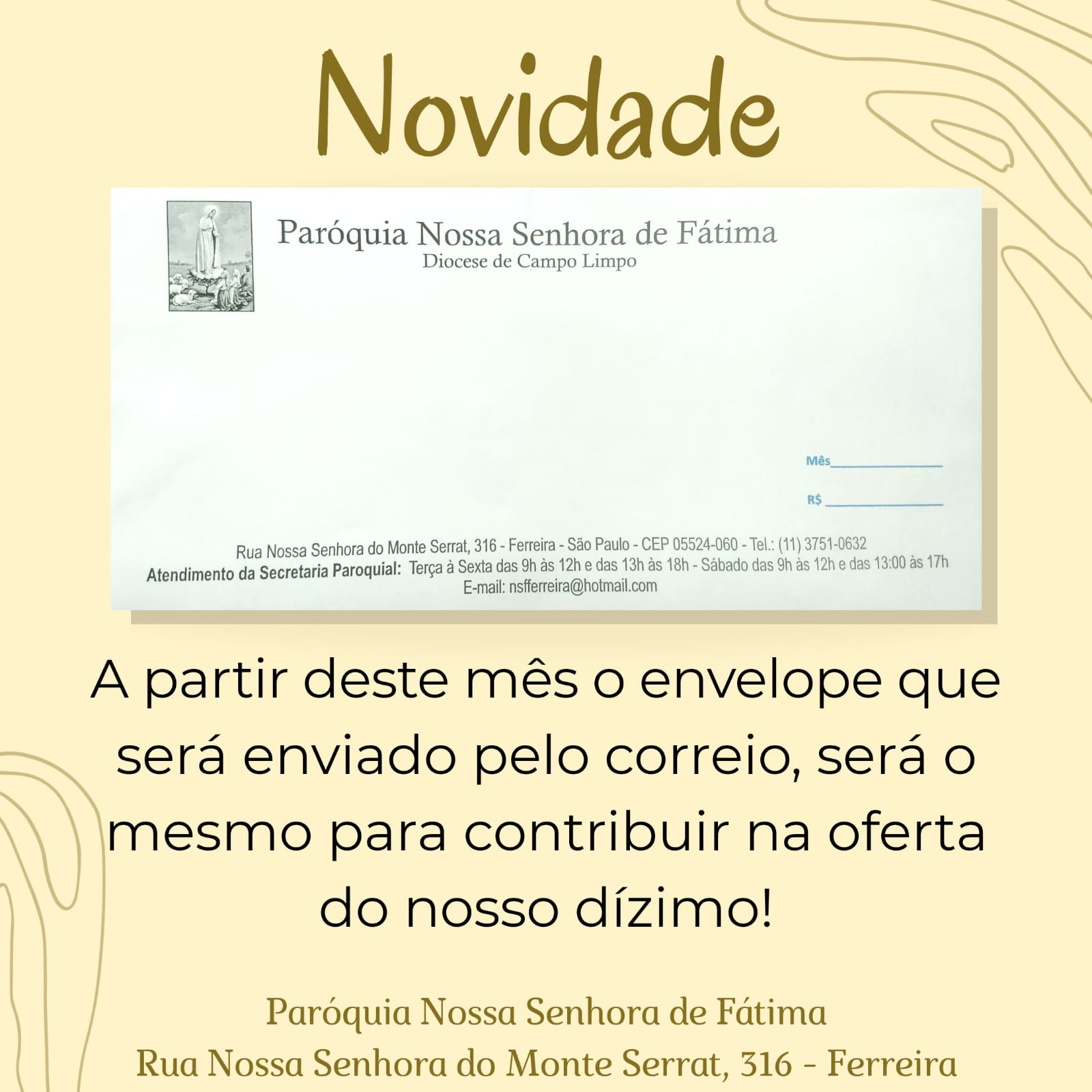 Único envelope para o Dízimo